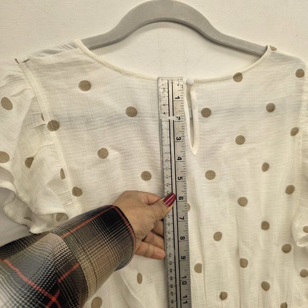 Mine White W/ Brown Polka Dots Knee Length Dress Size Small - Picture 6 of 9